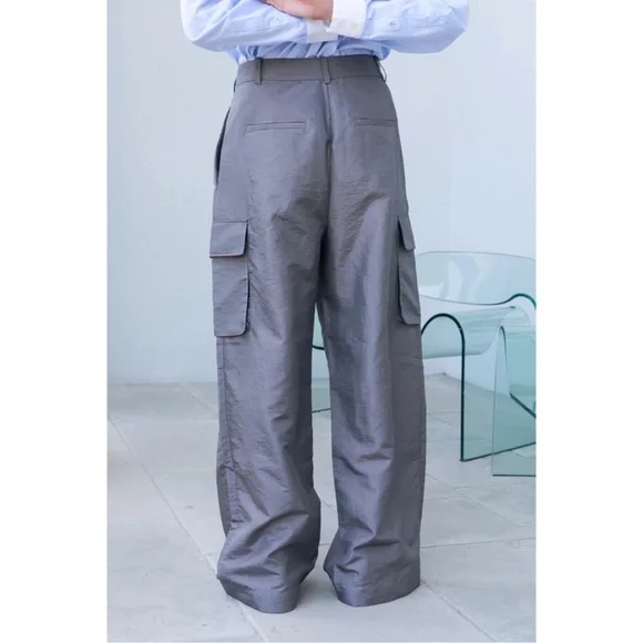 Tibi Crispy Nylon Stella Pleated Cargo Pants - Picture 12 of 16